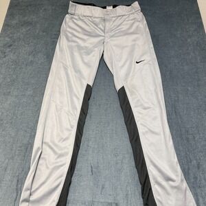 Nike Dri-Fit Baseball Pants Mens Large Gray Woven Athletic Straight Leg Mid Rise